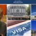 Collage showing Liberian lawmaker Rep. Emmanuel Dahn speaking in the Legislature, the Liberian Capitol, the U.S. Capitol, a U.S. visa page, and the Statue of Liberty — symbolizing Liberia’s call for fairer U.S. visa rules