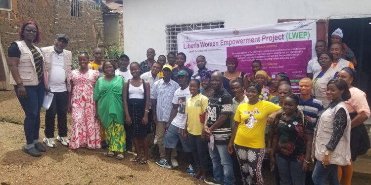 Community leaders and activists in Montserrado County pose with medica Liberia and partners after completing a five-day SASA! training under the Liberia Women Empowerment Project to fight gender-based violence and transform harmful social norms