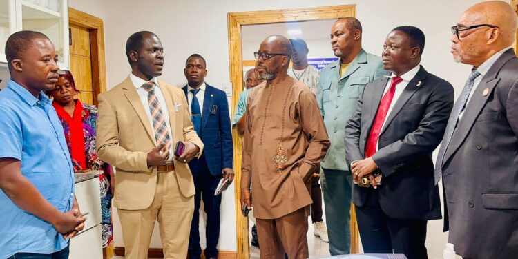 Liberian lawmakers tour the EPA’s new state-of-the-art environmental laboratory in Monrovia alongside EPA Executive Director Dr. Emmanuel Urey Yarkpawolo