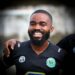 Wologizi FC forward Jeremiah Johnson celebrates after scoring in their 2–1 win over FC Fassell in the Liberia First Division League