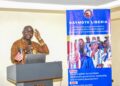 Naymote Executive Director Eddie D. Jarwolo presents the 2025 Governance and Anti-Corruption Policy Brief highlighting gaps in Liberia’s ARREST Agenda implementation.