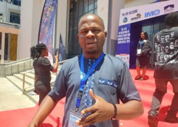 Watson Chelley, SISA Manager at the Liberia Maritime Authority, speaks at the 8th AAMA Conference in Monrovia, highlighting Liberia’s blue economy leadership