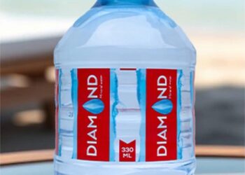 Diamond Mineral Water officials addressing the press in Monrovia, denying social media reports of contaminated bottled water and reaffirming product safety standards.