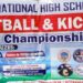 A banner for Liberia’s National High School Football & Kickball Championship displayed at a tournament venue where C.H. Dewey High School was sanctioned after a referee attack.