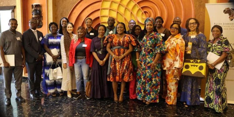Group photo of participants at the EJS Center’s university roundtable in Monrovia to expand the Oral History Program preserving Ellen Johnson Sirleaf’s legacy