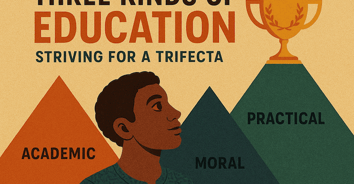 An AI generated image depicting the three kinds of education