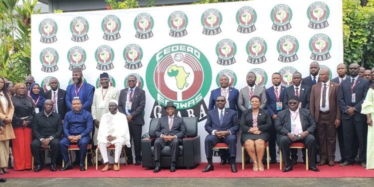 President Boakai with regional delegates at the GIABA 44th Plenary in Liberia