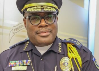Liberia’s Police Inspector General Gregory Coleman in uniform calls on lawmakers to approve an additional US$12 million to strengthen national police capacity and address critical security gaps.