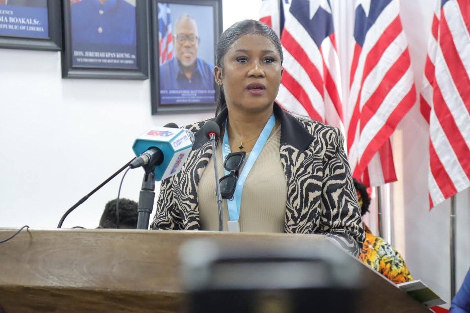 LIPO Director General Garmai Koboi speaking at a government briefing during the 2025 IP Club competition.