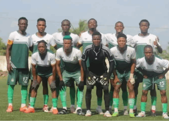 Jubilee FC players pose for a team photo ahead of their return to Liberia’s First Division after a CAS ruling.