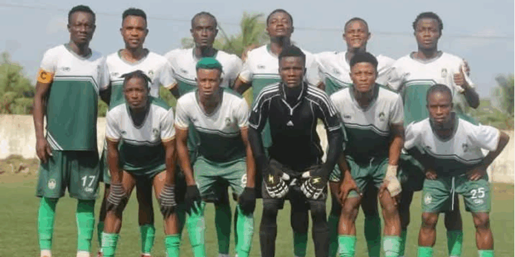Jubilee FC players pose for a team photo ahead of their return to Liberia’s First Division after a CAS ruling.