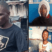 Three men photographed individually, identified as suspects detained following an attack on a neighborhood watch patrol team
