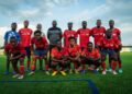 LFA President Mustapha Raji and participants pose after the women’s match commissioners capacity-building workshop in Congo Town.