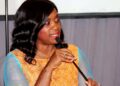 Former First Lady Clar Weah speaking at a public event during foundation-related activities