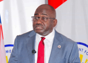 A Liberian political leader speaking during a public address while warning about rising lawlessness following the Red Light eviction clashes.