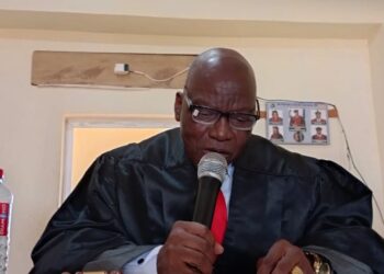 Resident Judge Nelson T. Tokpa delivers his opening charge during the November Term of Court in Harper, Maryland County.