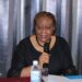 Former Deputy Foreign Minister Thelma Duncan Sawyer speaks during a public appearance in Monrovia before the Supreme Court halted her corruption trial.