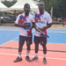 Liberia’s pickleball doubles team posing on court during the West Africa Regional Pickleball Tournament in Ghana