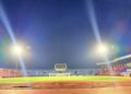 New LED floodlights illuminating SKD Sports Complex in Paynesville