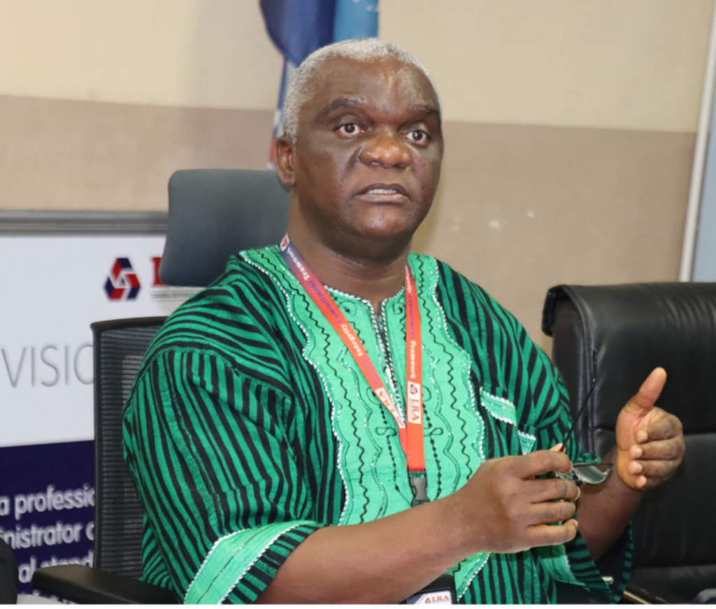 LRA Commissioner General James Dorbor Jallah speaking at a press briefing on record 2025 revenue performance
