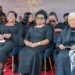 Liberian First Lady, former President Sirleaf, and Jewel Howard-Taylor seated at the state funeral of Ghana’s former First Lady Nana Konadu Agyeman-Rawlings