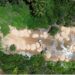 Drone image showing illegal sand mining operations at Gbengbar Town beach in Liberia.