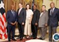 Liberian President Joseph Boakai meets with foreign and national officials during discussions linked to the Ivanhoe Atlantic infrastructure agreement