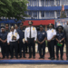 Liberia and Sierra Leone police delegations pose at LNP Headquarters during a bilateral security cooperation meeting in Monrovia.
