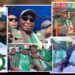 Collage of Rep. Thomas Pangar Fallah at the Unity Party’s $2.5 million headquarters fundraiser, shown with party officials and supporters in Monrovia