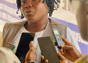 Musu W. Davis of IWYE speaks during an interview, calling for increased family planning funding in Liberia.