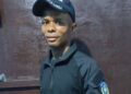 Liberia National Police officer Parjibo Reagan Neewray in uniform, photographed before allegations surfaced linking him to attempts to compromise a rape case.