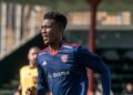Liberian international defender Prince Balde in action during a club match in Sweden after signing with Trelleborgs FF
