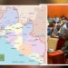 Liberia’s National Legislature, a Liberia map, and lawmakers in session during debate over adding 14 new legislative seats.