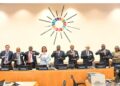 African ministers at the 2025 Sector Ministers’ Meeting in Madrid raising joined hands in solidarity as they endorse the High-Level Leaders Compact for climate-resilient water and sanitation systems.