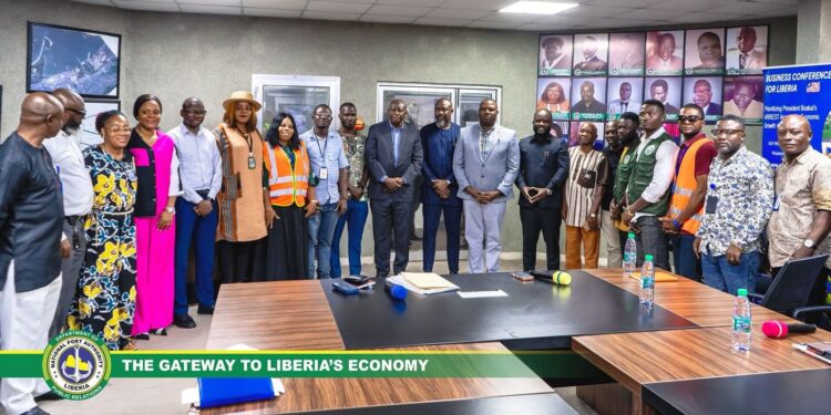 Group photo of National Port Authority executives, Dock Workers Union leaders, and staff during the signing of Liberia’s long-delayed labor agreement at NPA headquarters
