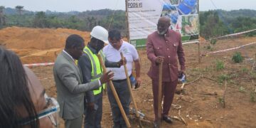 Edward W. Karfiah and engineers at the Green Guard Eco Solutions project site during the launch of Liberia’s waste-to-energy initiative.