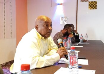 NIMD Liberia Country Representative Cllr. Darren Domah addresses lawmakers during a constituency consultation in Gbarnga, Bong County.