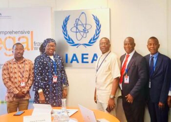 Liberian delegation poses with International Atomic Energy Agency officials in Vienna during legislative assistance meeting on national nuclear law