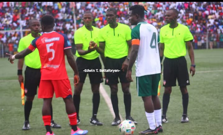 Grand Bassa County players celebrate during their 2–0 victory in a decisive Group C match at the 2025–26 National County Sports Meet.