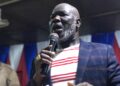 House Speaker Richard Nagbe Koon addresses residents during a public engagement on his southeastern Liberia tour.