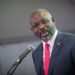 Former Liberian President George Manneh Weah speaks at a public event in Monrovia.