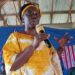 Miatta Monger addresses a community gathering in Bomi County after announcing zero rape cases recorded this quarter.