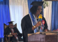Rev. Mrs. Dialokai Golanyon-Kemayah delivers her valedictory address after graduating with a record GPA at Liberia Baptist Theological Seminary.
