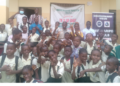Students and staff of Maretha International Preparatory School pose during the launch of Intellectual Property Day aimed at promoting awareness of intellectual property rights