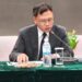 Chinese Ambassador YIN Chengwu speaking at a press briefing in Monrovia on China’s new Five-Year Plan and its opportunities for Liberia.
