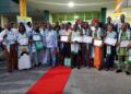 Group photo of National Port Authority retirees and officials holding certificates during the 2024/2025 retirement ceremony in Monrovia
