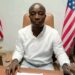 Dominic Nimely, Chairman of PATEL, speaks at his Monrovia office during a press conference warning that misinformation is harming Liberian businesses