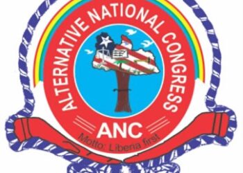 Alternative National Congress (ANC) official party emblem displayed during a political statement criticizing the Unity Party.