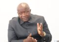 Finance Minister Augustine Ngafuan speaking during a press briefing in Monrovia.