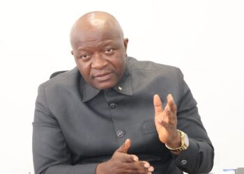 Finance Minister Augustine Ngafuan speaking during a press briefing in Monrovia.